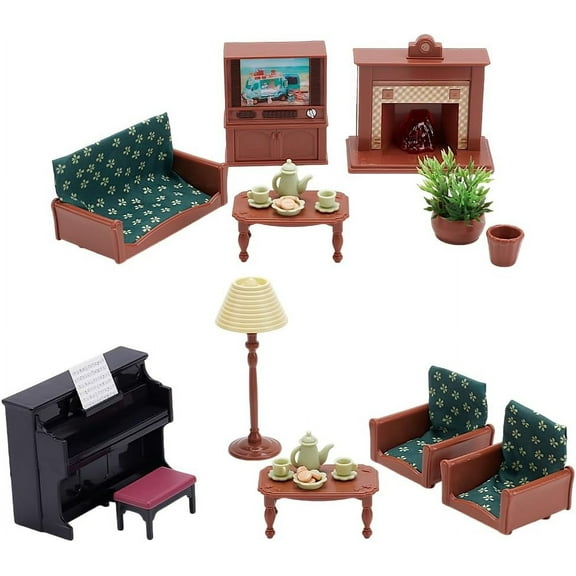2 Sets Dollhouse Furniture Set Miniature Furniture Mini House Accessories Decoration Mini Piano Mini Sofa for Dollhouse Decor Home Scene Accessories Ornament Table Craft Display