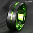 thumbnail image 5 of Tungsten Rings for Men Wedding Bands for Him 8mm Black Green Line, 5 of 6