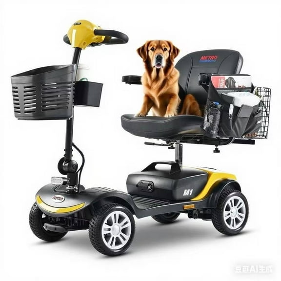 Metro Mobility Fold Scooter for 4-Wheel Mobility Scooter with Yellow, 300 Lb Limit