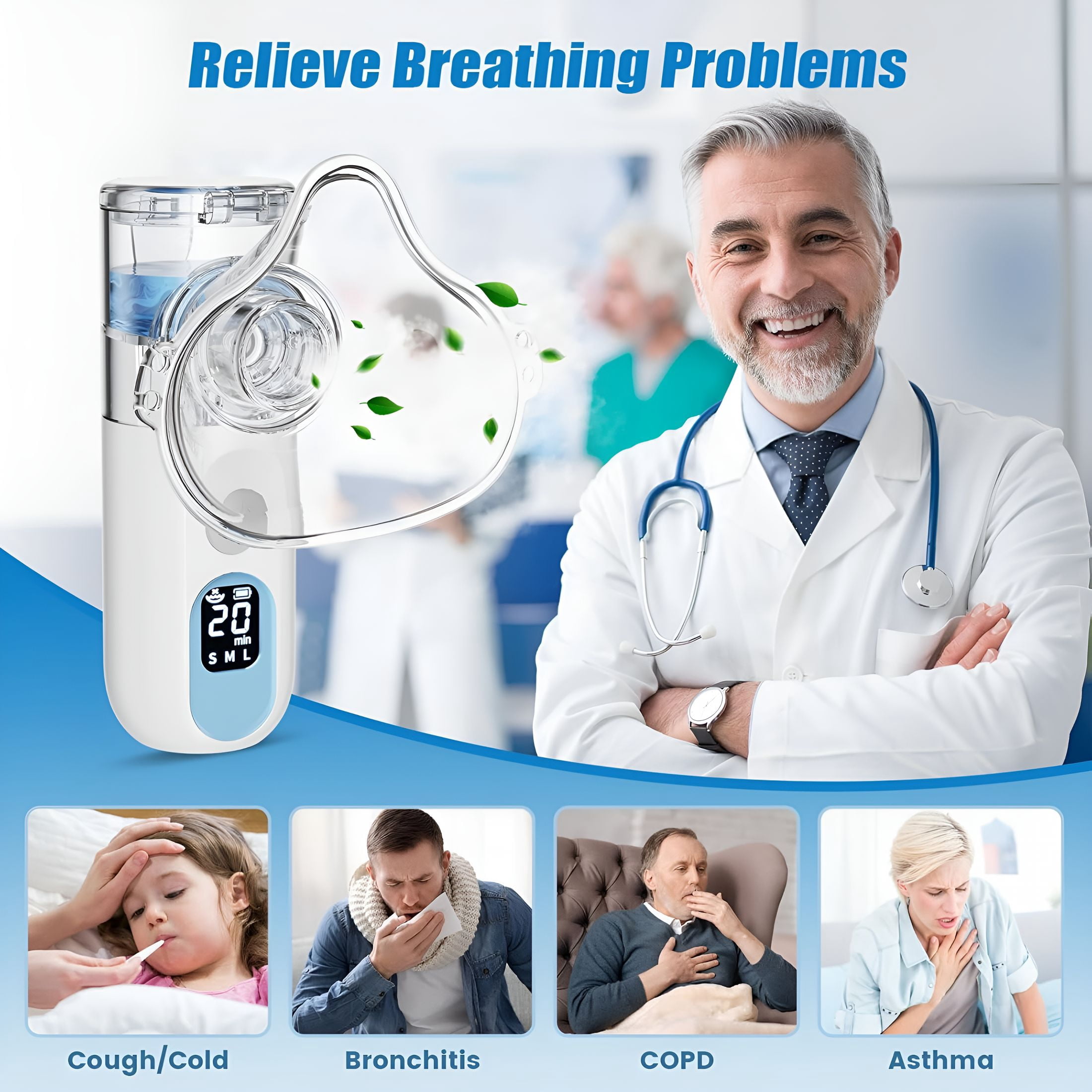 HIBIBUD Portable Humidifier Machine with LCD Display,3 Modes portable humidifiers for travel