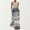 thumbnail image 1 of SMihono Robe Maxi Boho d'Été pour Femmes Grande Taille Mode Col en V Sans Manches Soirée d'Été Fête Imprimé Poches Gilet Longue Robe de Plage Robe d'Été, 1 of 6
