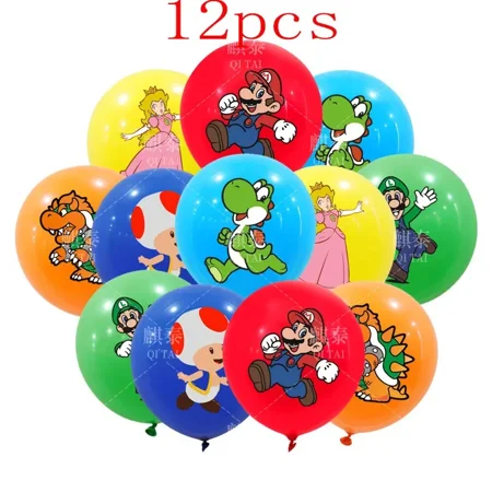 12/24pcs Super Mary Series Balloon Mario Bros Luigi Yoshi Anime Figures Balloon Toys Decoration Partys Supplies Children Gifts
