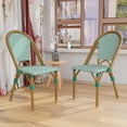 thumbnail image 2 of Meetleisure Modern Stripe Coffee Chair with Wicker Wood Grain Metal Base for Outdoor,Green, 2 of 12