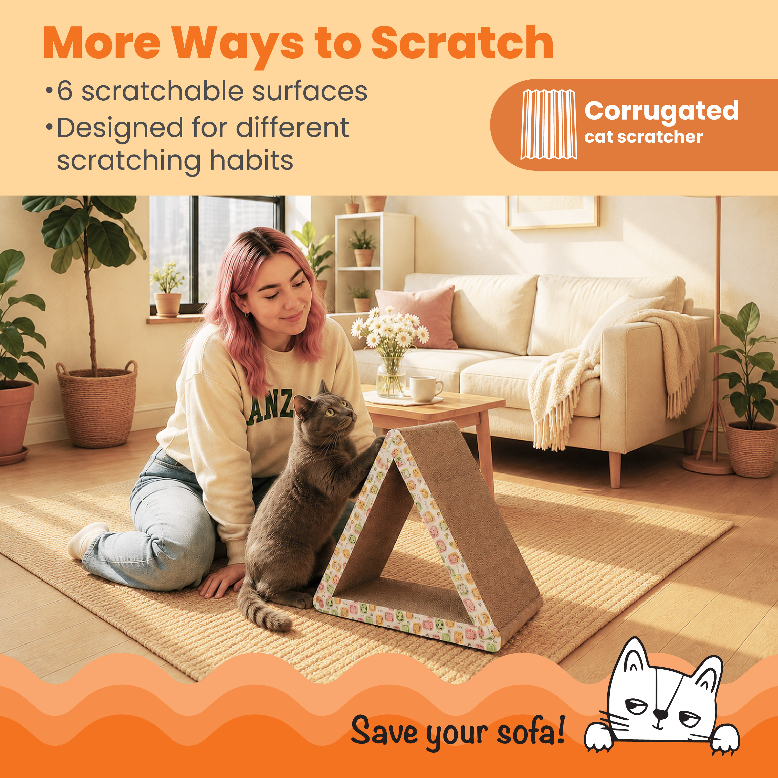 Catstages Seek & Scratch Triangle Cat Scratcher photo 2