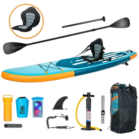 PULUOMIS Inflatable Paddle Board with Seat,Backpack,Hand Pump,Fins,Repair Kit - 11 Ft - Adult - Blue