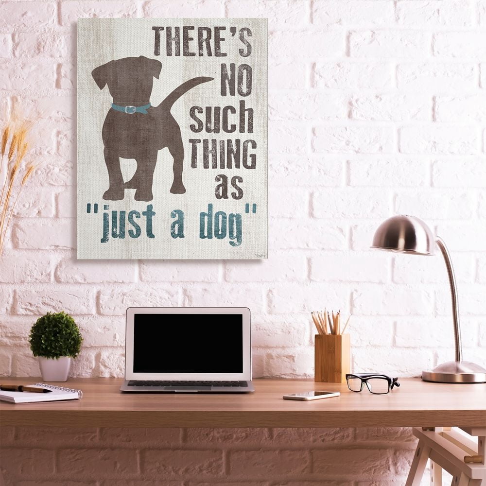Stupell Industries Not Just a Dog Phrase Family Pet Brown Blue Word Design Canvas Wall Art Design by Gigi Louise, 36" x 48"