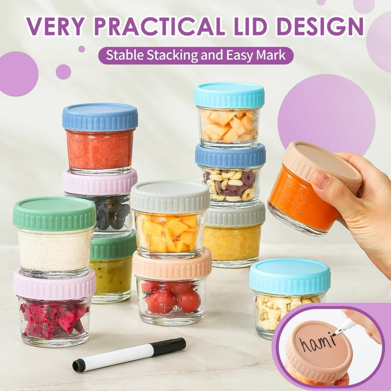 Baby Food Storage Containers 12 Pack Oz, Glass Jars with Lids