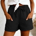 thumbnail image 2 of vigerkar Summer Shorts Casual High Waist Drawstring Shorts with Pockets, Lightweight Baggy Beach Vacation Shorts, Resort Lounge Bottoms, Going Out Comfy Trendy (Black, L), 2 of 5