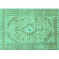 thumbnail image 1 of Ahgly Company Indoor Rectangle Medallion Turquoise Blue Traditional Area Rugs, 2' x 4', 1 of 4