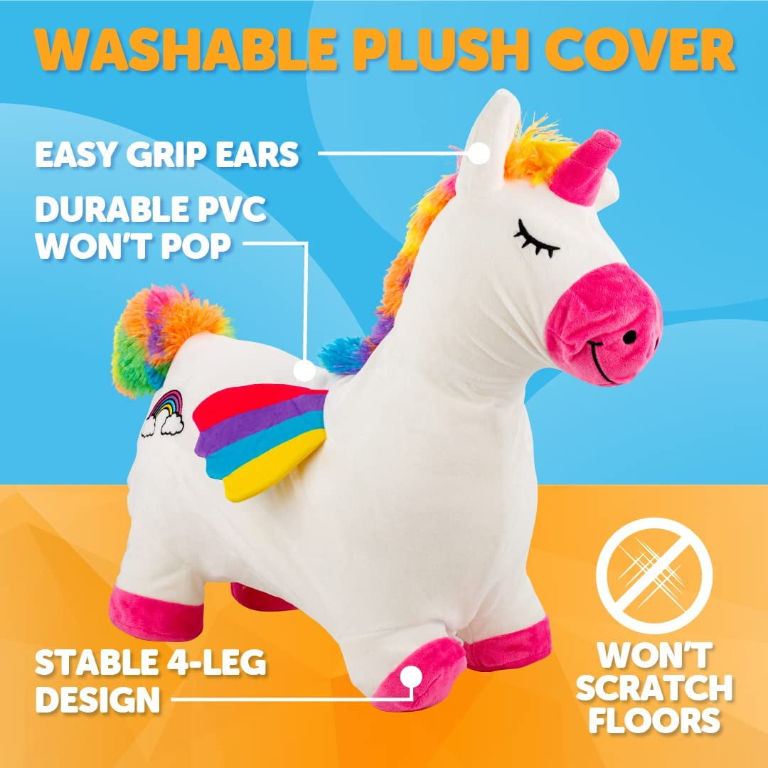 Waddle Hopper Animal Plush Toy for Toddlers and Kids, with Pump, Ages 2 and up, Unicorn