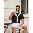thumbnail image 3 of COOFANDY Textured Polo Shirts for Men Summer V Neck Short Sleeve Buttonless Polo Knit Stretchy Golf Shirts, 3 of 7