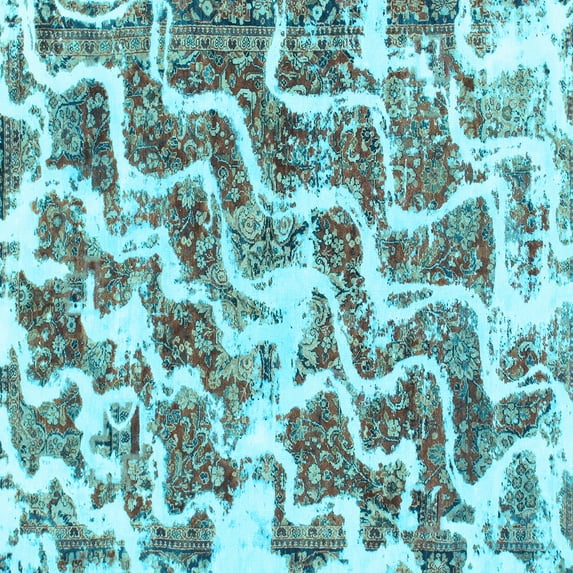 Ahgly Company Indoor Square Abstract Light Blue Modern Area Rugs, 6' Square