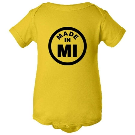 

PleaseMeTees™ Baby From Born Made In Michigan MI Logo Label HQ Jumpsuit