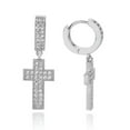 thumbnail image 6 of GKNET Hip Hop Shining Cross Hoop Earrings 18K Real Gold Plated Men Women Jewelry-Silver, 6 of 9