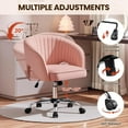 thumbnail image 4 of Wubio Home Office Chair Velvet Desk Chair, Upholstered Modern Swivel Chair with Tufted Barrel Back, Rolling Wheels for Office, Study, Vanity-Pink, 4 of 11