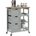thumbnail image 1 of HOMCOM Kitchen Cart on Wheels with Wood Top, 3 Drawers and Shelves, 1 of 10