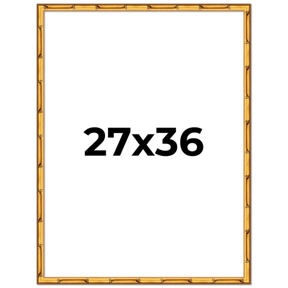 27x36 Frame Gold Bamboo Solid Wood Picture Frame | 1 Inch Moulding Width | Interior Frame Depth