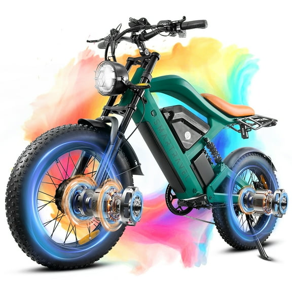 Smartravel 3000W Adult Electric Bicycle,Dual Motor Electric Bike with 52V25Ah Dual Lithium Battery,70-92Miles Range,7 Speed Gears for Adults