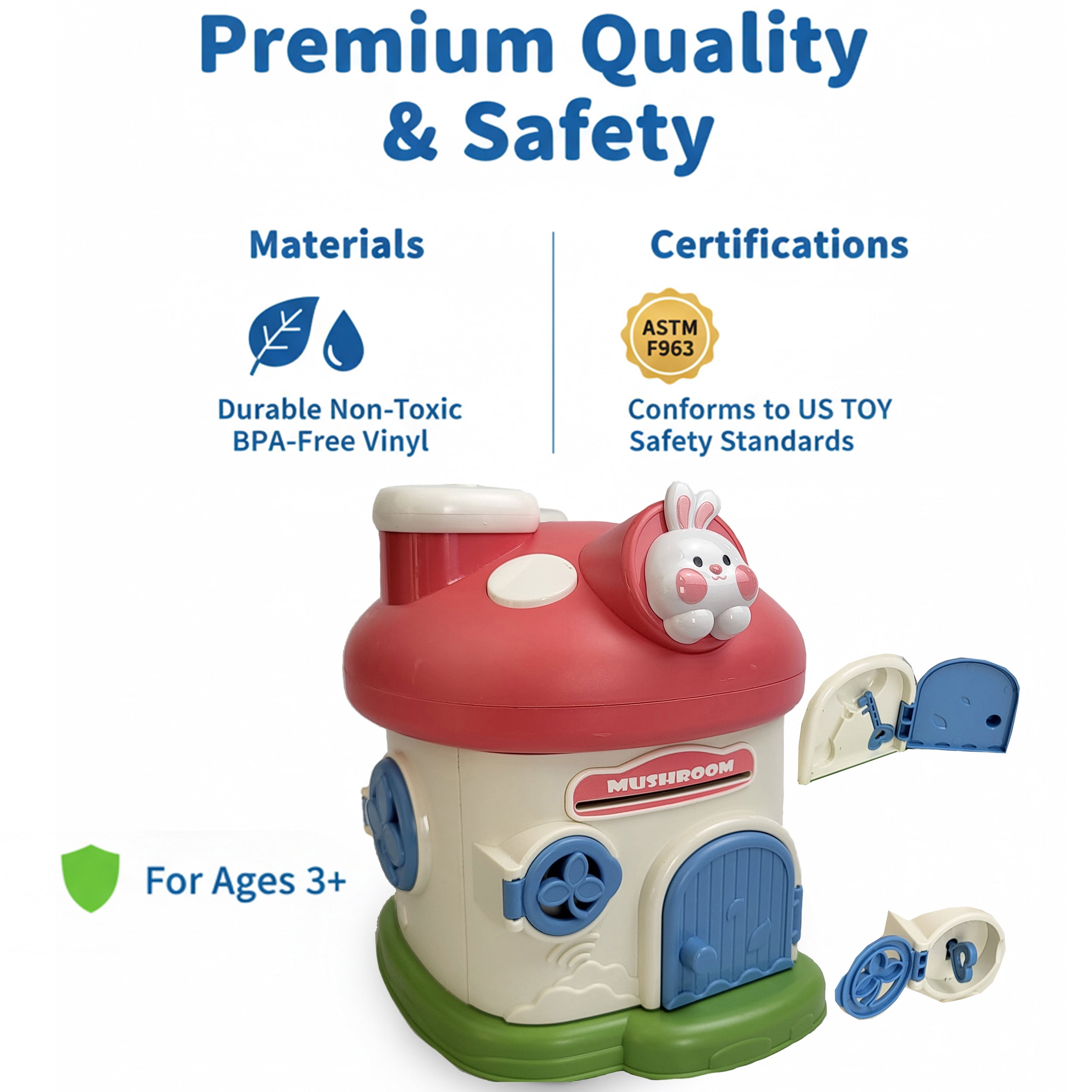 Mushroom House Piggy Bank with Lock and 2 Keys – Cute Coin Bank for Kids, Decorative Savings Money Box