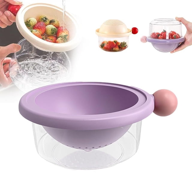 Cuenco for lavar frutas con colador, cesta de drenaje multiusos for lavar bayas, fresas, cerezas y uvas