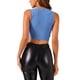 thumbnail image 3 of INSPIRAR CHIC Top Corto Sin Mangas con Brillo y Cuello Redondo Criss Cross para Mujeres Talla M Azul Claro, 3 of 5
