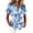 Sky Blue, variant on Tropical Floral Print Shirt for Women, Short Sleeve Button Down Collar Top - Summer Loose Fit Lightweight Blouse Blue L