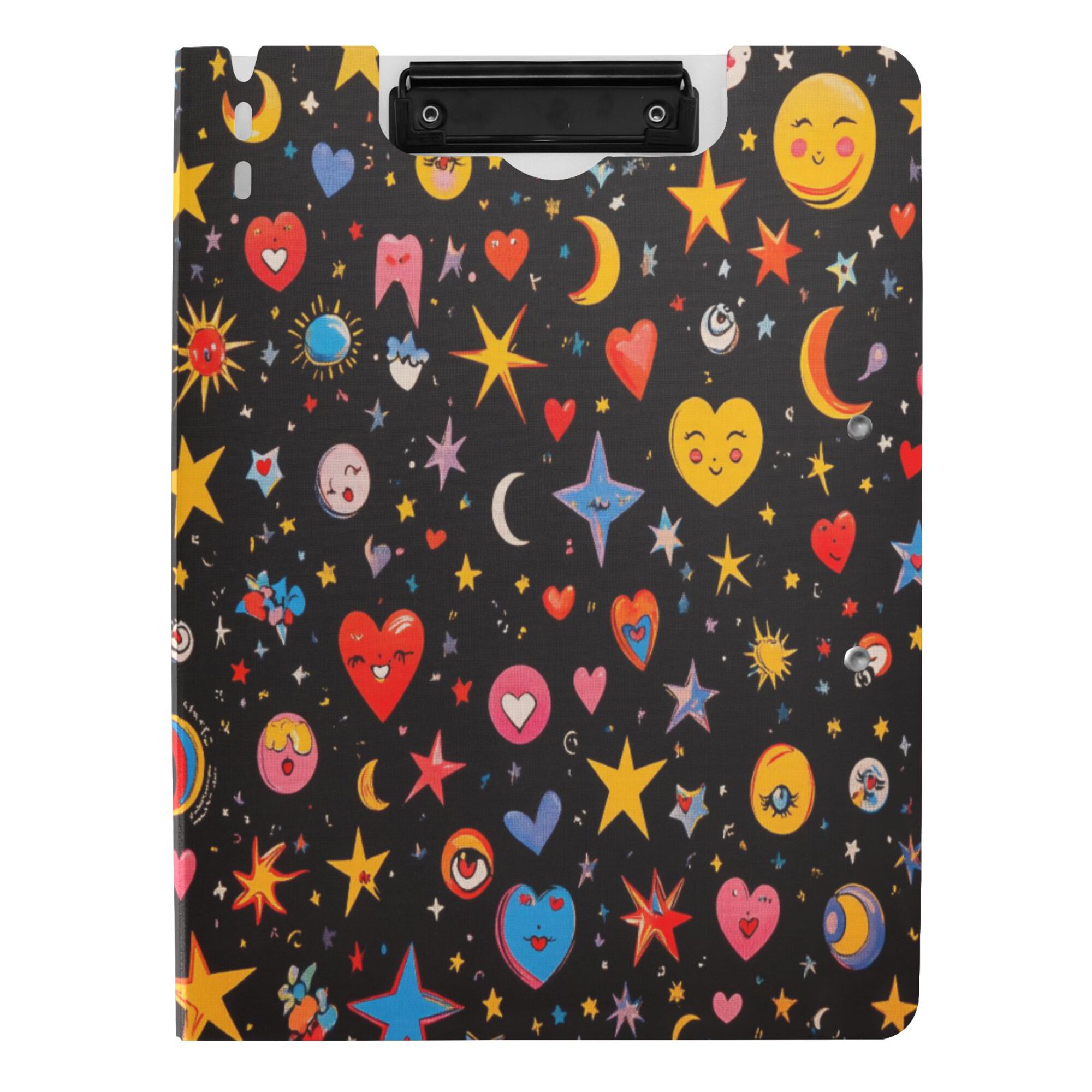 FORMRS A4 Clipboard Folder with Pen Holder Horizontal Foldable School Office Binder, Moon Pattern