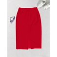 thumbnail image 4 of Falda Lápiz Alta Elegante En Rojo Para Mujer, Estilo Oficina, 4 of 30