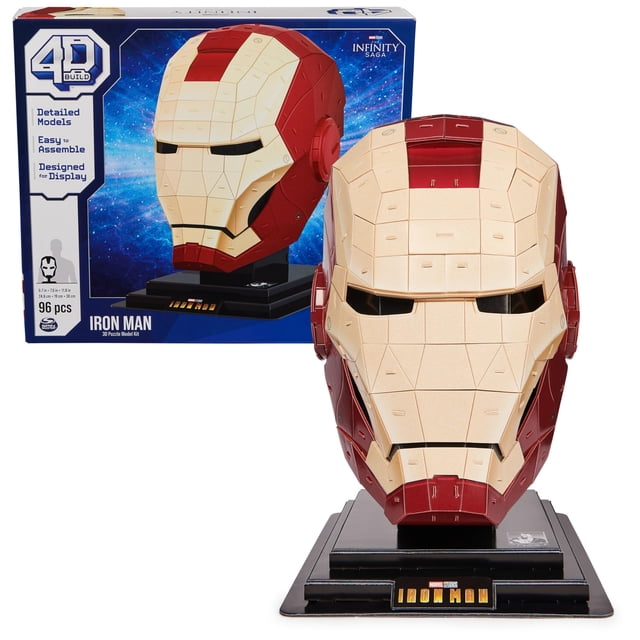 Kit de maquetas de rompecabezas 3D de Marvel Iron Man con soporte, construcción en 4D, 96 unidades