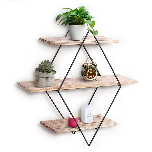 3 Tier Floating Shelves Wooden Wall, Stylish Wall Mounted Shelves