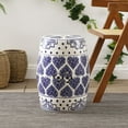 thumbnail image 4 of JONATHAN Y Happy Hearts 17.8" Chinoiserie Ceramic Drum Garden Stool, Blue/White, 4 of 6