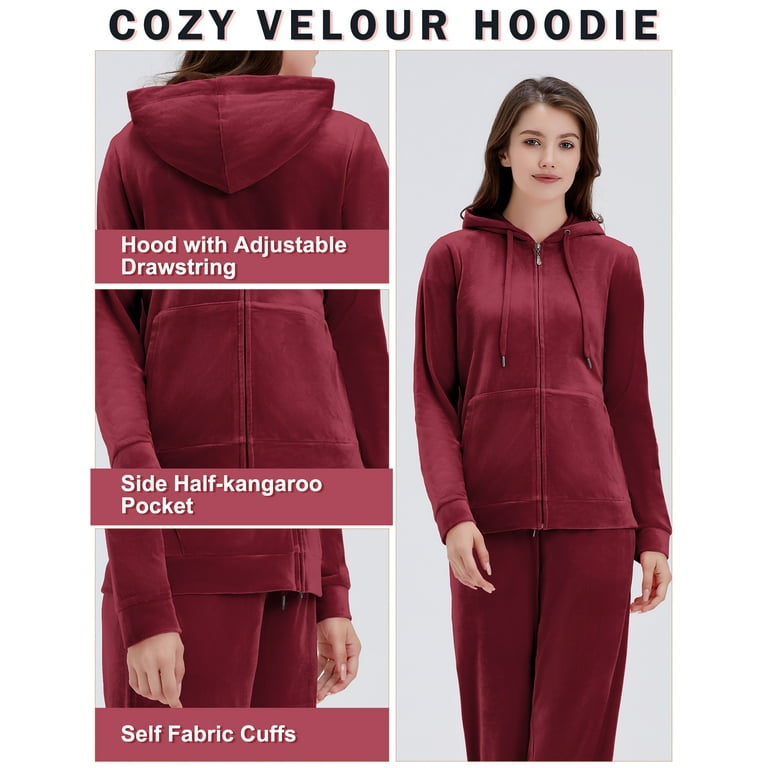 Velvet Zip Hoodie and Sweatpants Set