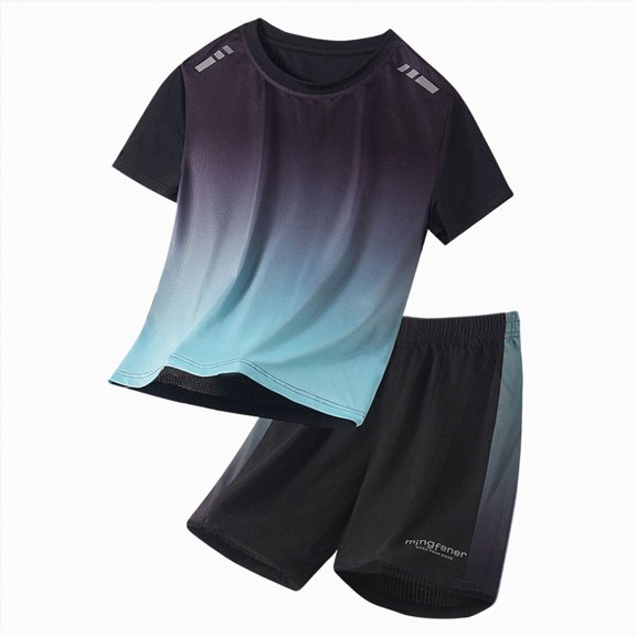 Gubotare Little Boy Gymnastics Outfit Boys Active Shorts Set 2 Piece Athletic Quick Dry Graphic Tees Tank Tops and Basketball Shorts for Boys Size 6-7 (Green,6-7 Years)