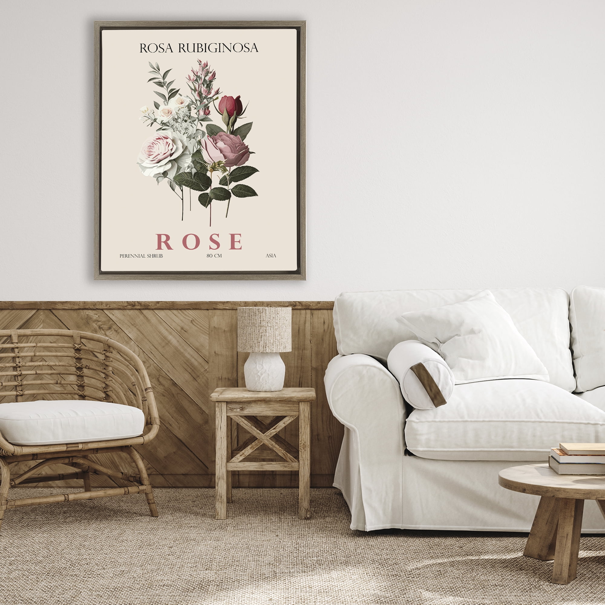 Stupell Industries Natural Rose Bundle Brown Framed Floater Canvas Wall Art, design by Christopher Giampietro