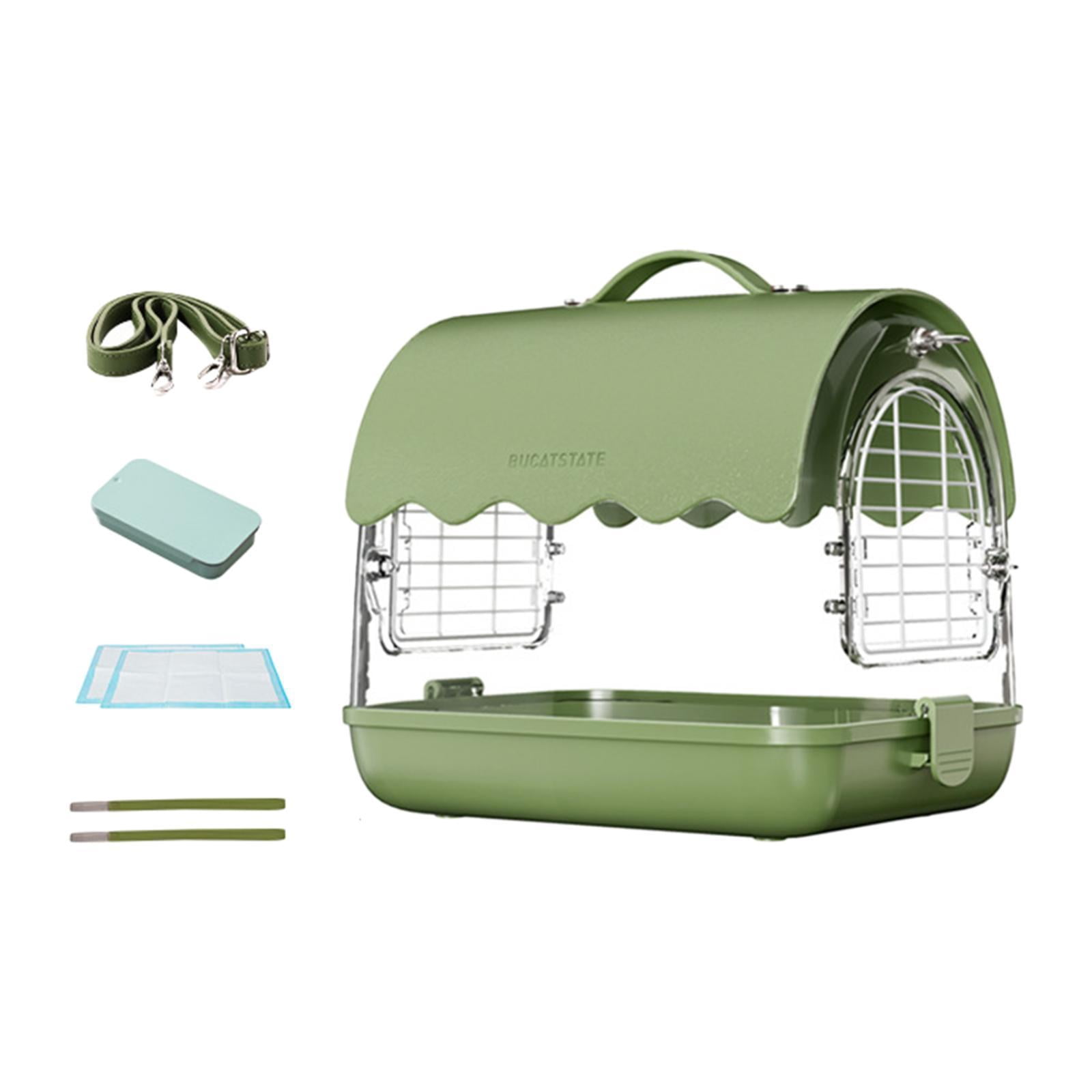 Fzaqwen Acrylic Villa Bird Cage Bird Travel Cage with Shoulder Straps Easy to Clean Bird PU Leather Green