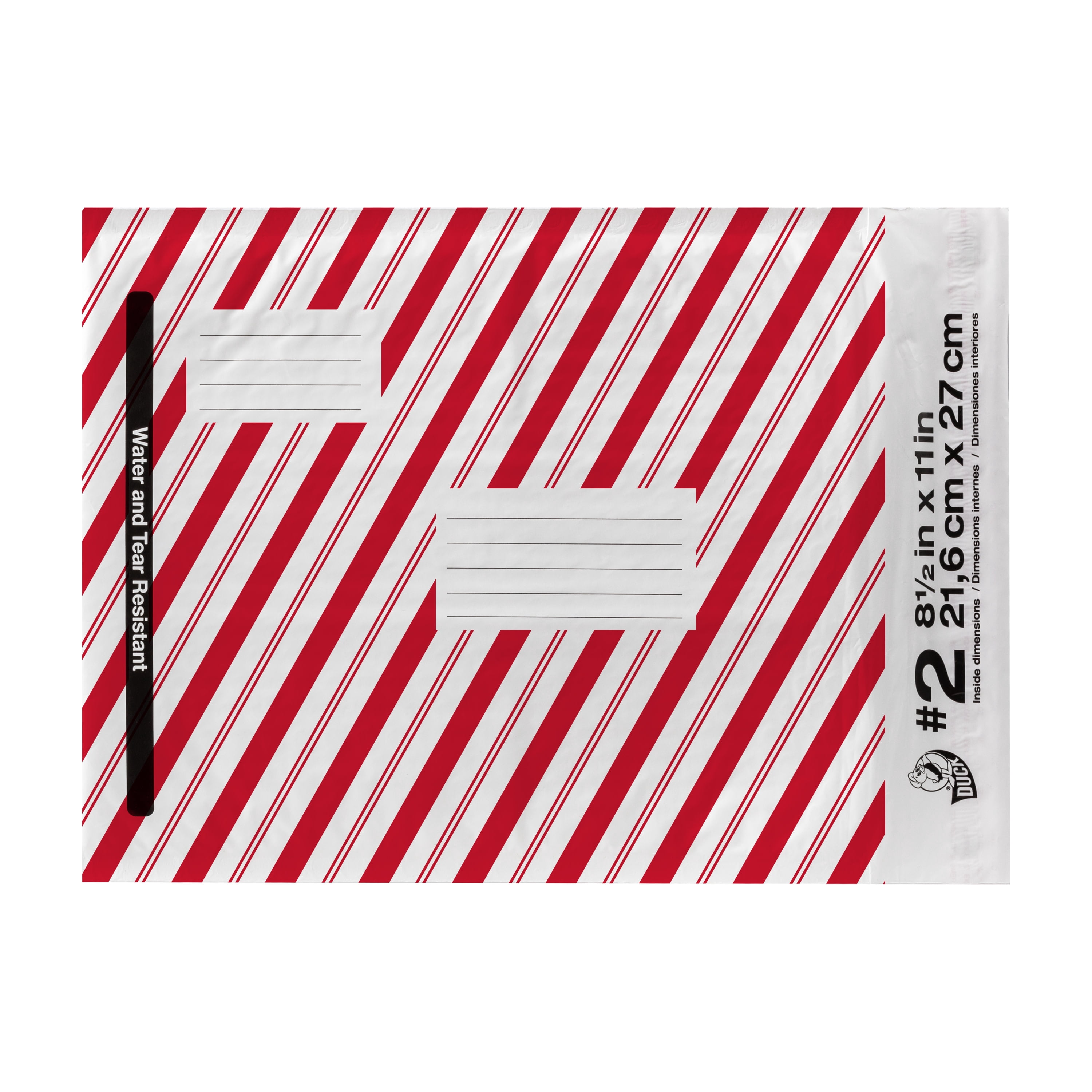 Duck Self-Seal Poly Bubble Mailer #2, 8.5" x 11", Candy Cane Print, 5 Pack