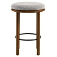 thumbnail image 4 of Counter Stool Chair, Set of 2, Walnut Taupe Gray, Fabric, Wood, Bar Pub Cafe Bistro Dining Kitchen Hospitality Restaurant, Modern Contemporary HB36722, 4 of 8