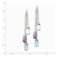thumbnail image 2 of White Sterling Silver Earring Drop & Dangle Women'S Amethyst Purple Swiss Blue Topaz 60 mm 6, 2 of 2