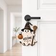 thumbnail image 5 of PSVFUJZ Halloween Door Sign, Wooden Ghost Welcome Sign, Halloween Door Decorations, Front Door Hanging Sign for Indoor Outdoor Home Porch Window Decor White3, 5 of 6
