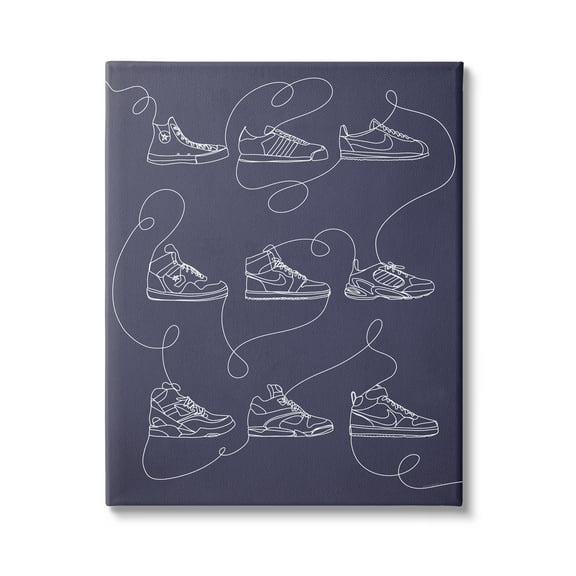 Stupell Industries Continuous Sneaker Line Doodle Beauty & Fashion Painting Gallery Wrapped Canvas Art Print Wall Art, 16 x 20