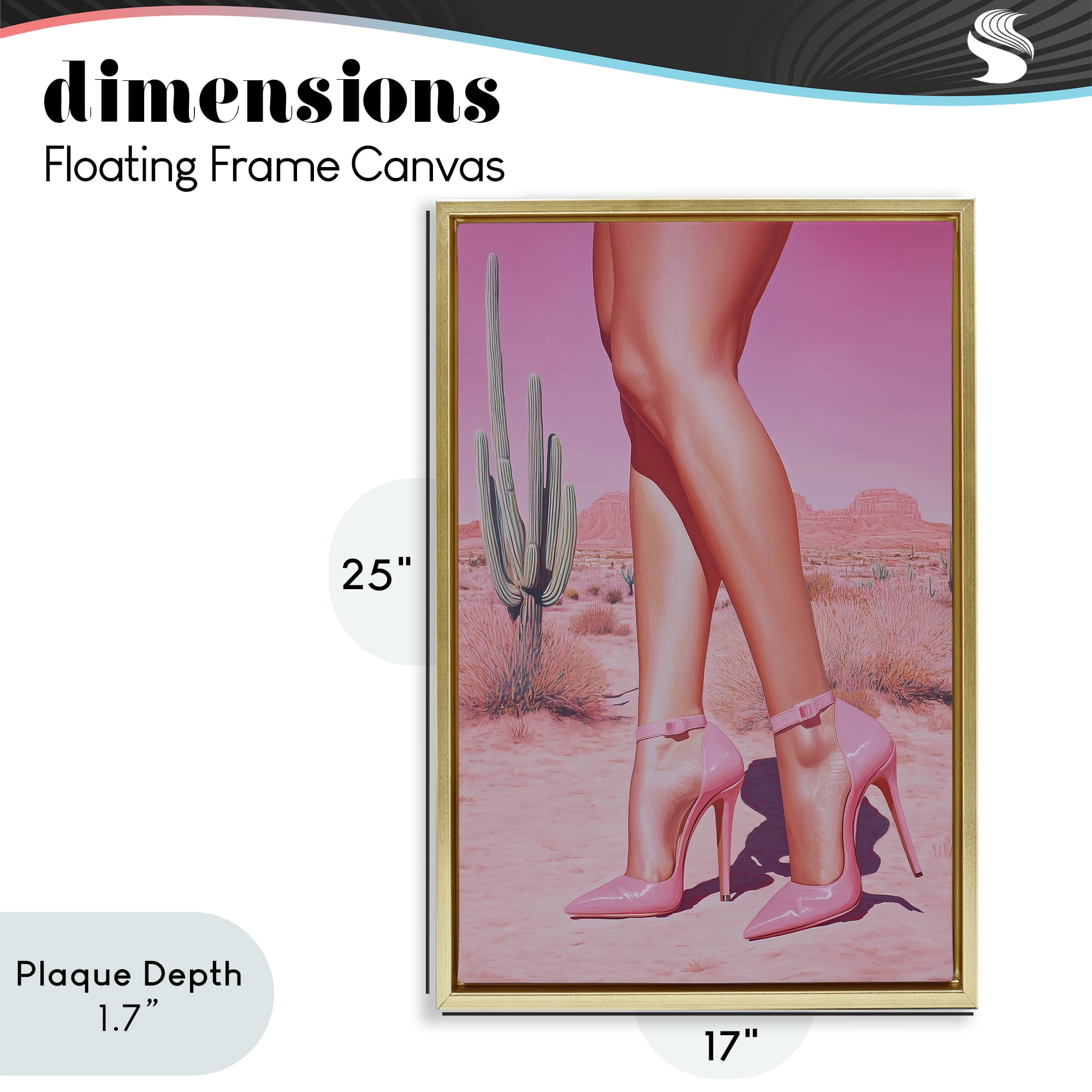 Stupell Industries Desert Heels Cowgirl Gold Framed Floater Canvas Wall Art, design by Heidi Kuntz