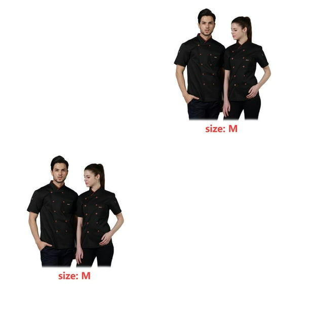 Ounissouiy Uniforme de Chef de algodón, camisas de manga corta de verano para hombres, botones con bolsillos delanteros para parrilla, Type1 NO1