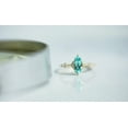 thumbnail image 3 of Marquise Cut Aquamarine Halo Ring Art Deco Handmade Thin Matching Bridal Ring 18K Yellow Gold Over Silver March Birthstone Half Eternity Ring, 3 of 5
