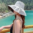 thumbnail image 2 of Prolriy Sun Hats for Women, Women's Empty Top Sun Hat Summer Leisure Travel Anti Large Eaves Black Rubber Fisherman Hat Beach Hats for Women Sky Blue, 2 of 4