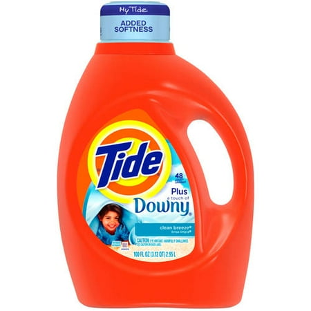 Tide 2x Ultra With A Touch Of Downy Liquid Laundry Detergent, Clean Breeze, 100 fl oz