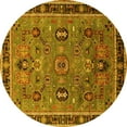 thumbnail image 1 of Ahgly Company Indoor Round Oriental Yellow Traditional Area Rugs, 5' Round, 1 of 4