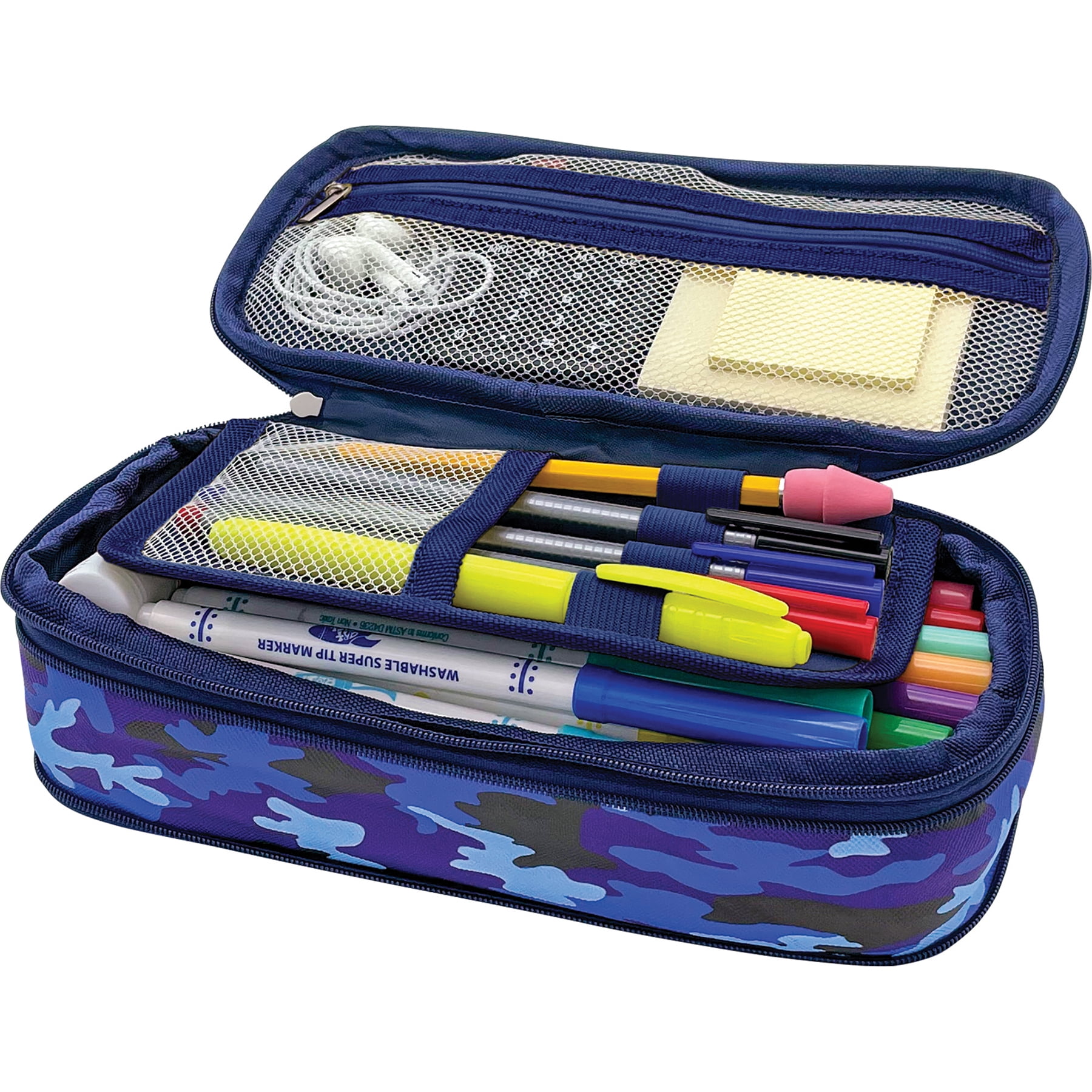Teacher Created Resources Blue Camo Pencil Case, Pack of 3