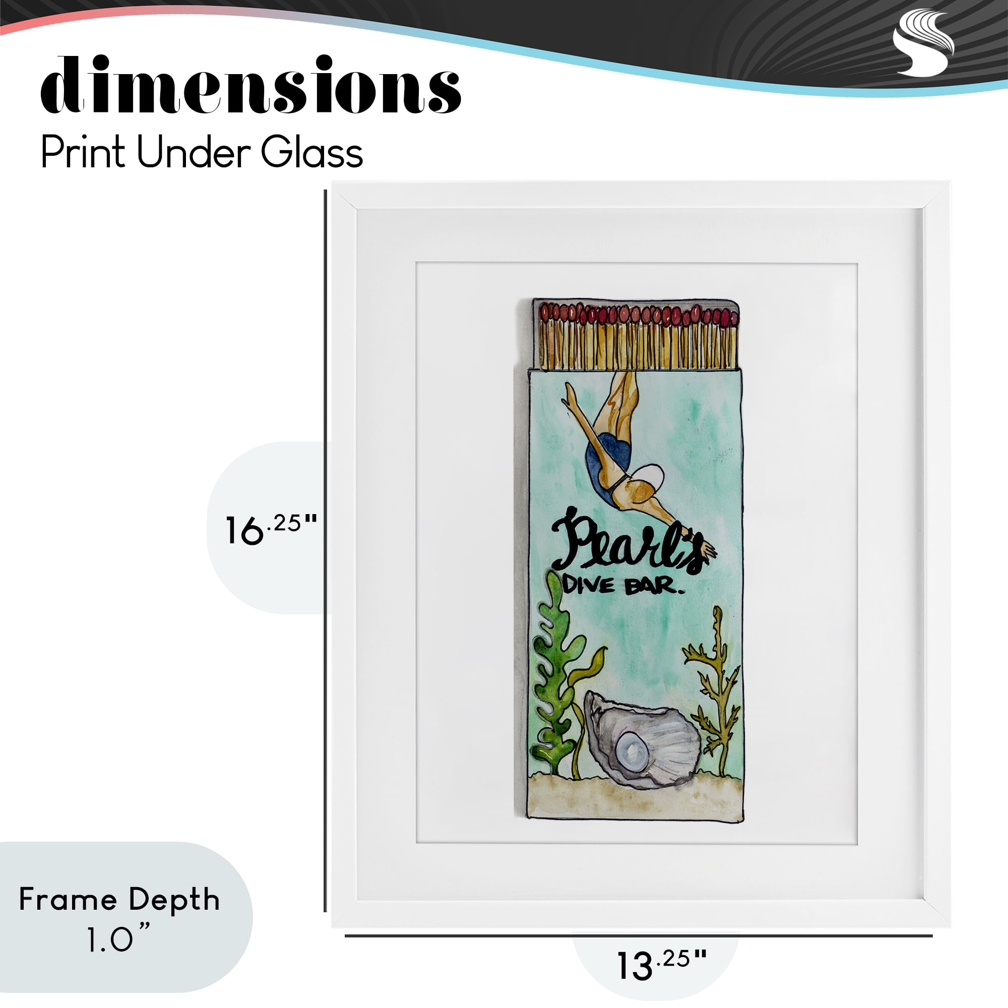 Stupell Industries Pearl Dive Matchbook White Framed Print Under Glass, design by Nola James