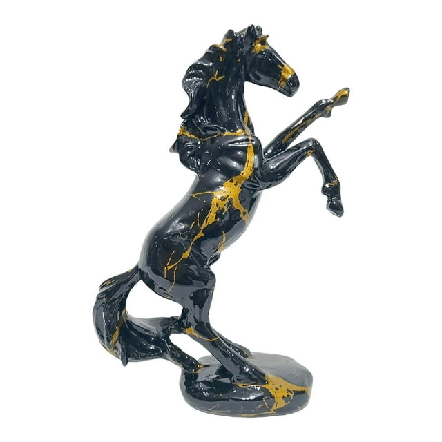 Escultura de caballo, adorno coleccionable de resina, figura decorativa moderna para escritorio Negro