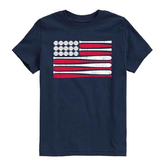 Instant Message - Baseball & Bats Flag Short Sleeve Graphic T-Shirt